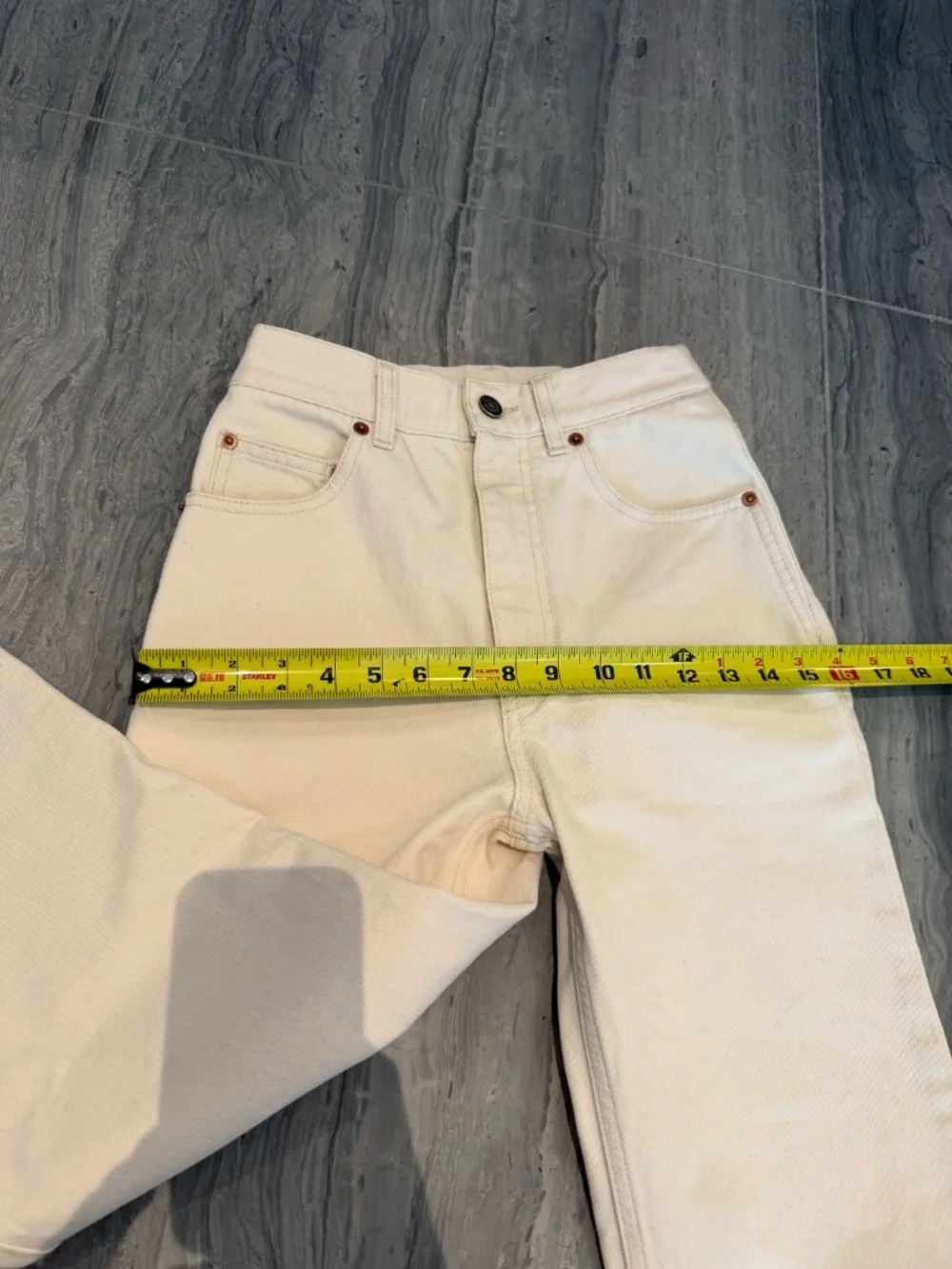 Saint Lauren Current Season Size 24 Jeans Cream